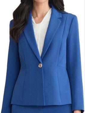 $119 Kasper Women's Stretch-Crepe One-Button Seamed Jacket, Petite Size 10P